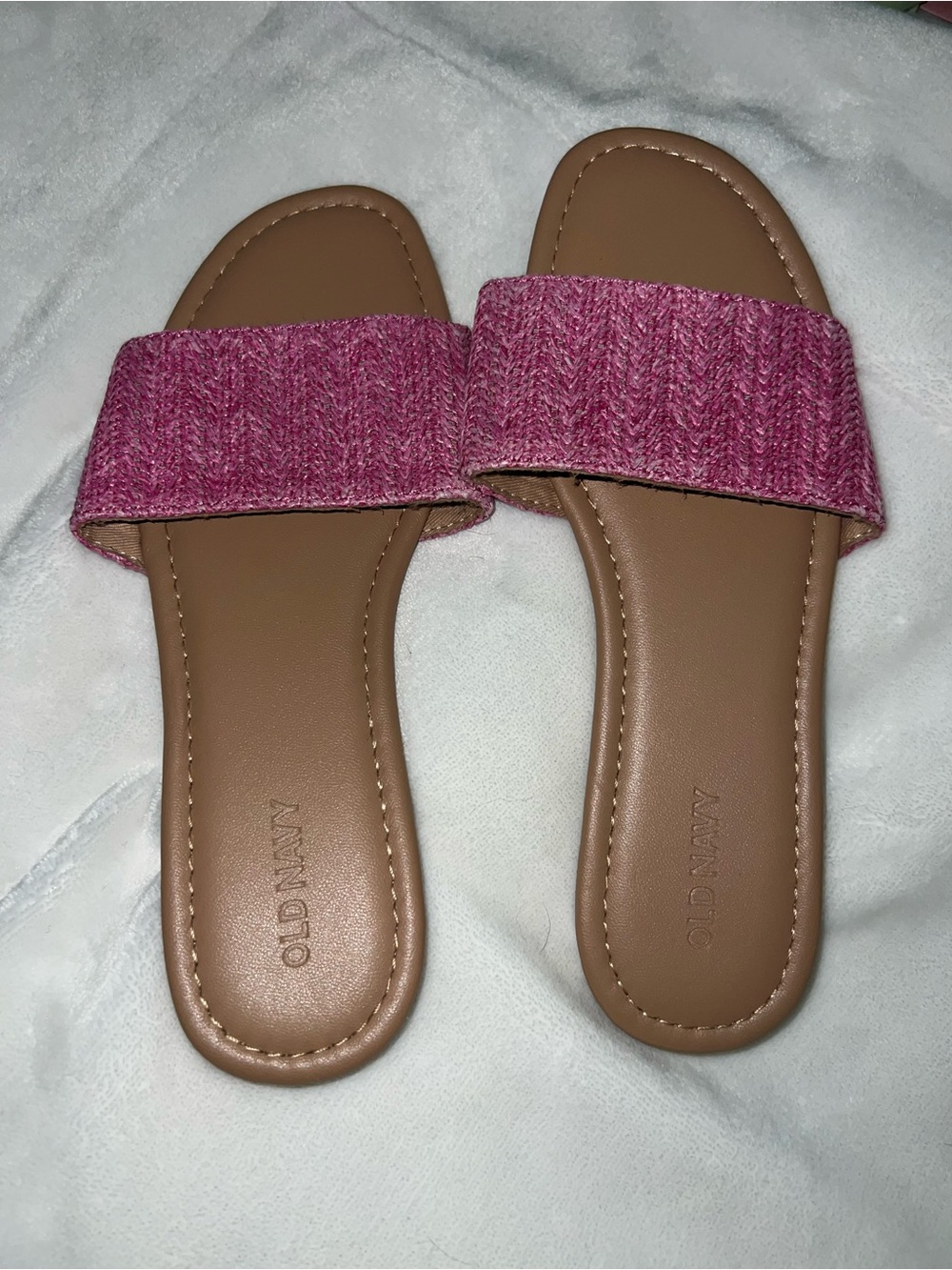 Old Navy Rose Pink Knit Slide Sandals